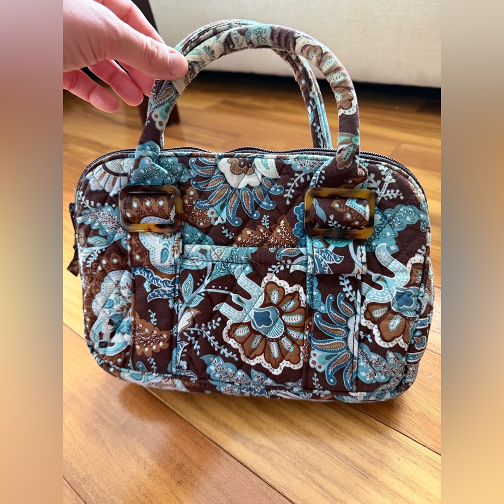 Vera Bradley Quilted Floral Tote Bag in Brown & Teal